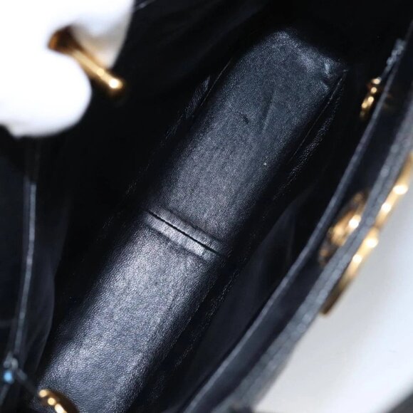 CHANEL Matelasse Hand Bag Grained Calf Skin Black CC Auth 101307A - Picture 8 of 16